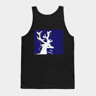 White Winter Stag Watercolor Illustration Tank Top